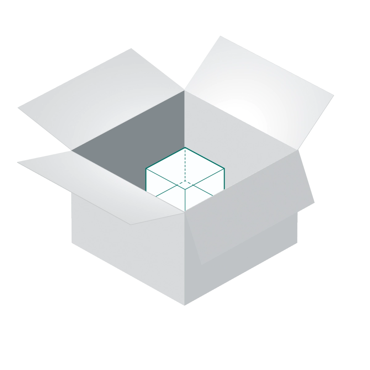 3D product inside a shipping box