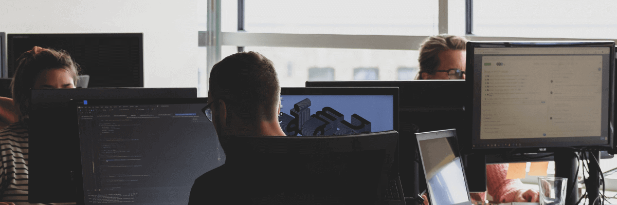 Team working on their pc desk